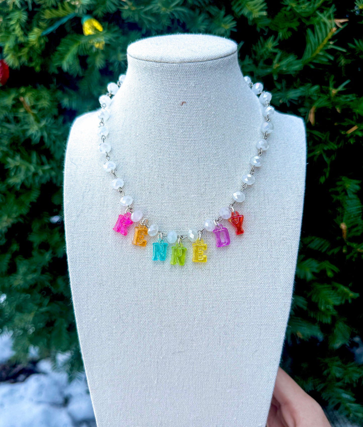 Translucent multicolor name necklace
