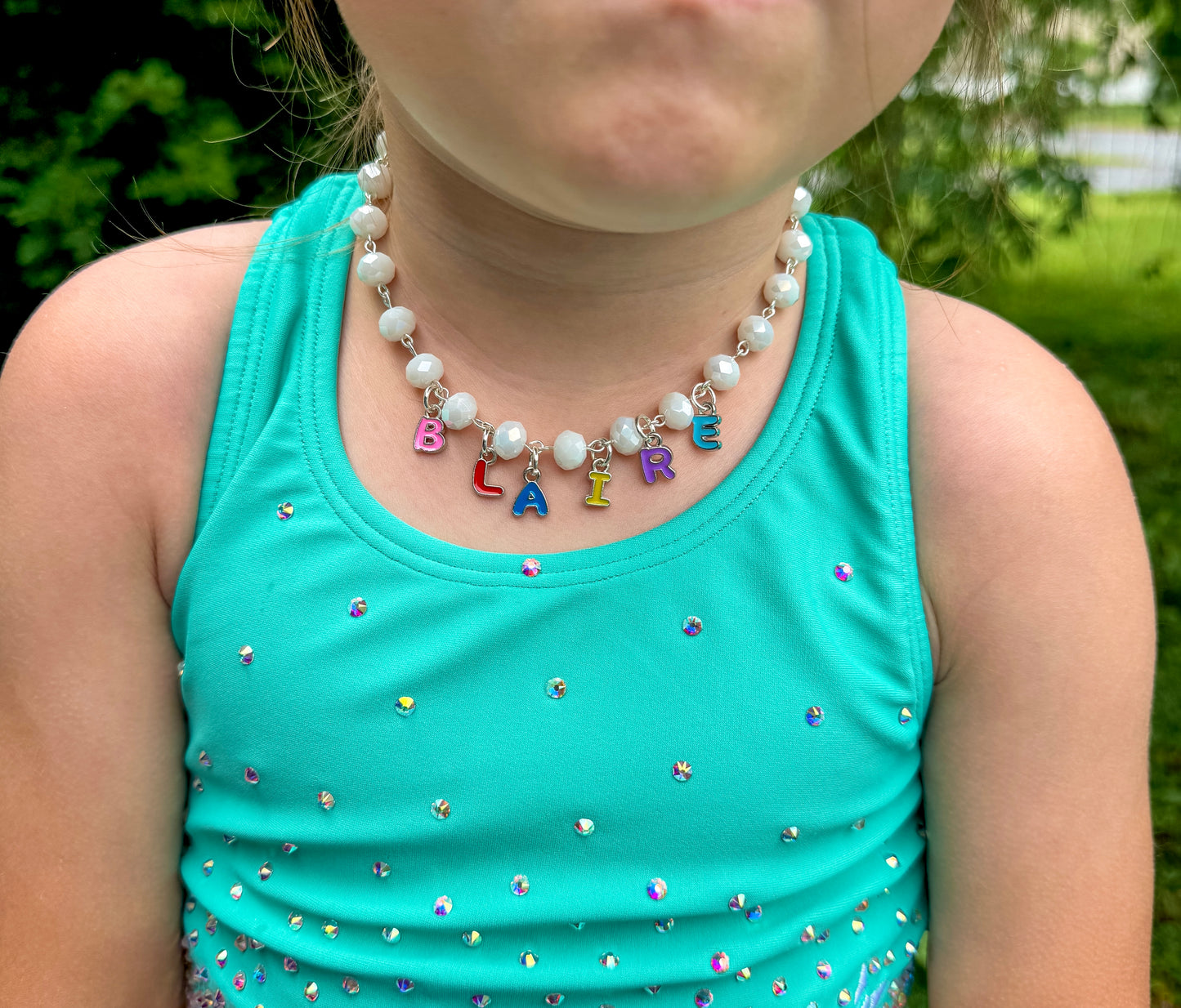 Rainbow letter name necklace