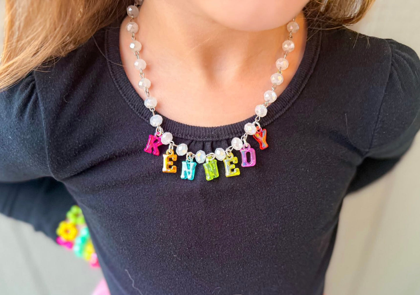 Translucent multicolor name necklace