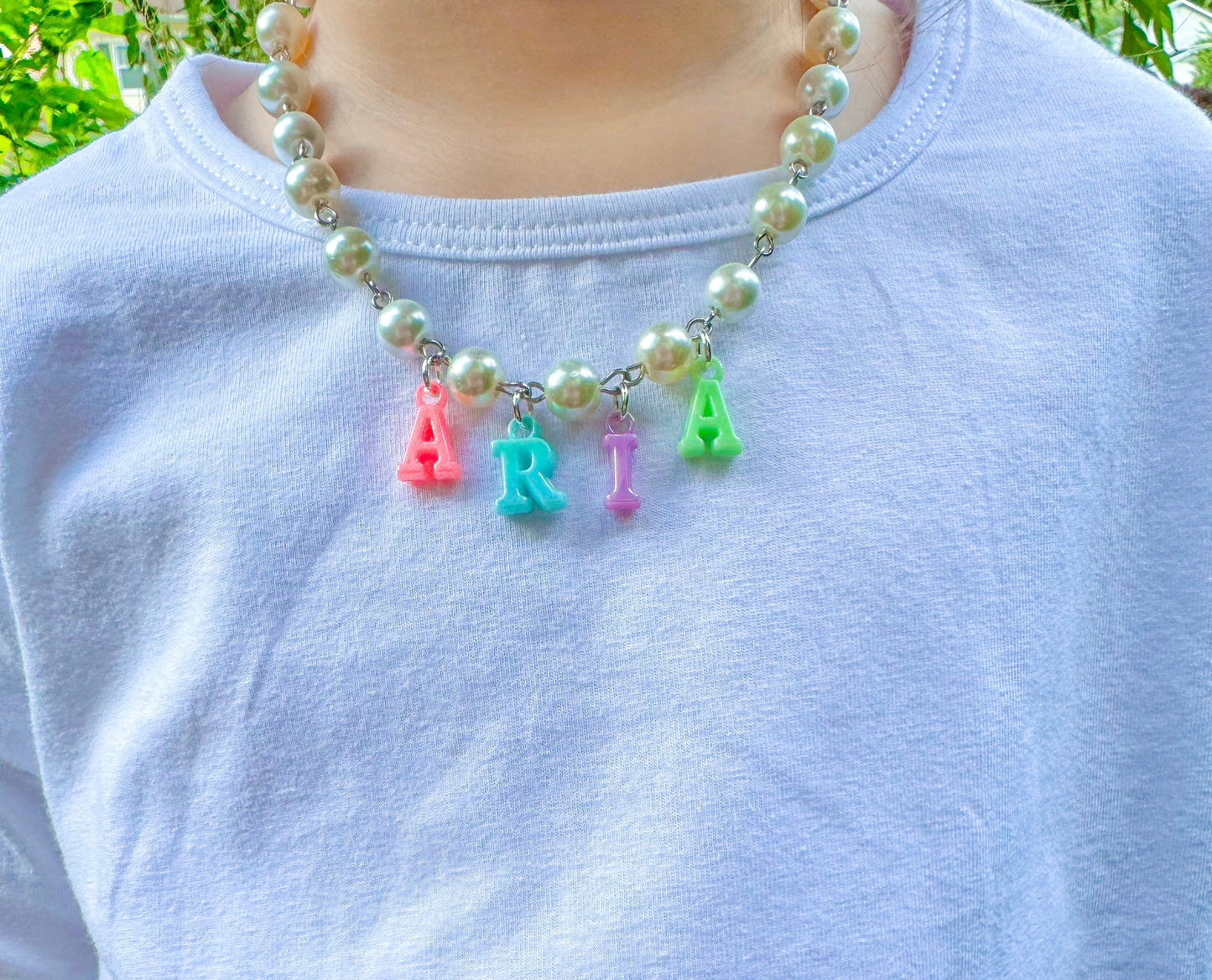 Multicolor letter name necklace