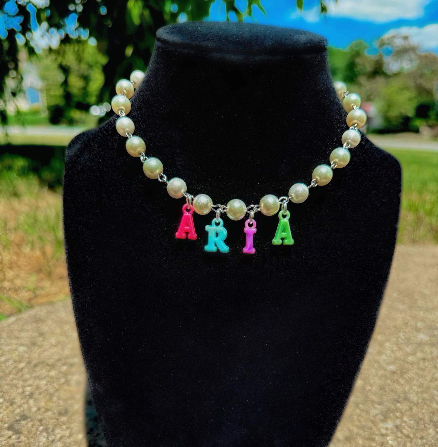 Multicolor letter name necklace