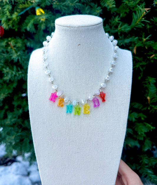 Translucent multicolor name necklace