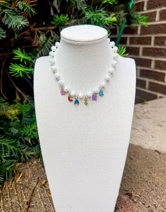 Rainbow letter name necklace